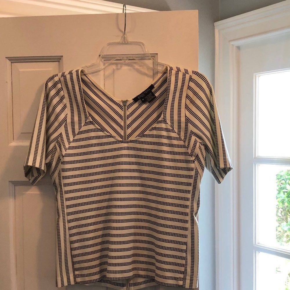 Etcetera black and white striped top size M.
